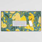 Lemon Blooms â Blue Desk Mat Gallery Image 1