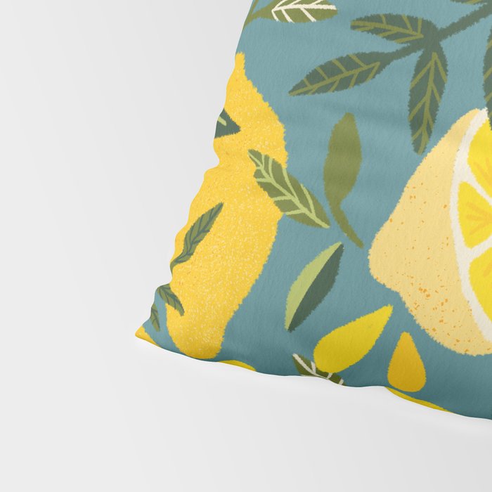 Lemon Blooms â Blue Pillow Sham Gallery Image 4