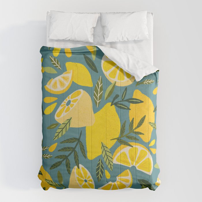 Lemon Blooms â Blue Comforter Gallery Image 1