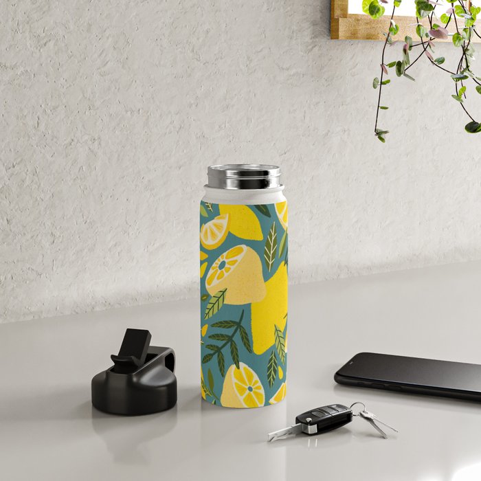 Lemon Blooms â Blue Water Bottle Gallery Image 4
