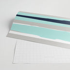 Ocean, Stripe Abstract Pattern, Navy, Aqua, Gray Wrapping Paper Gallery Image 2