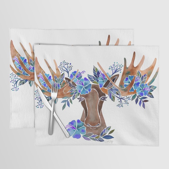 Floral Moose - Blue Flowers Placemat Gallery Image 1
