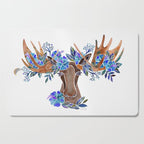 Floral Moose - Blue Flowers Cutting Board Gallery Image 1