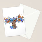 Floral Moose - Blue Flowers Stationery Card Gallery Image 2