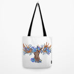 Floral Moose - Blue Flowers Tote Bag Gallery Image 2