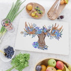 Floral Moose - Blue Flowers Cutting Board Gallery Image 2