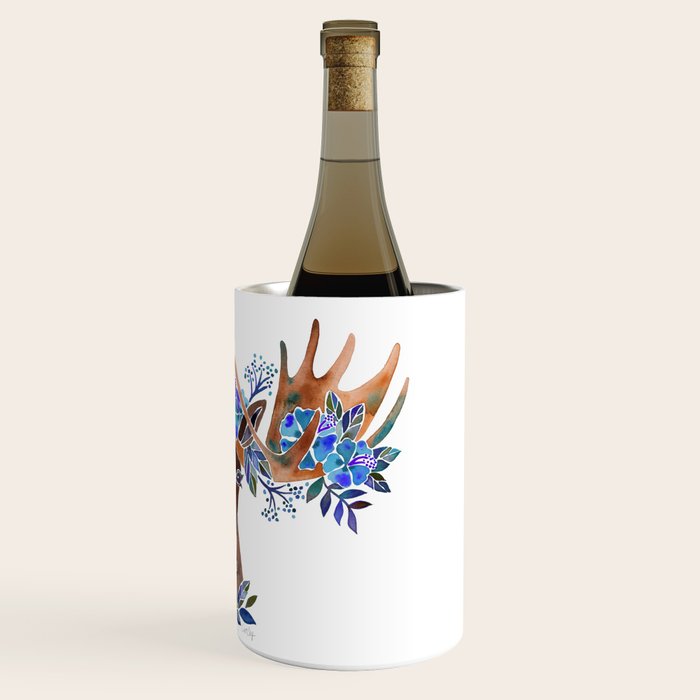 Floral Moose - Blue Flowers Wine Chiller Gallery Image 3
