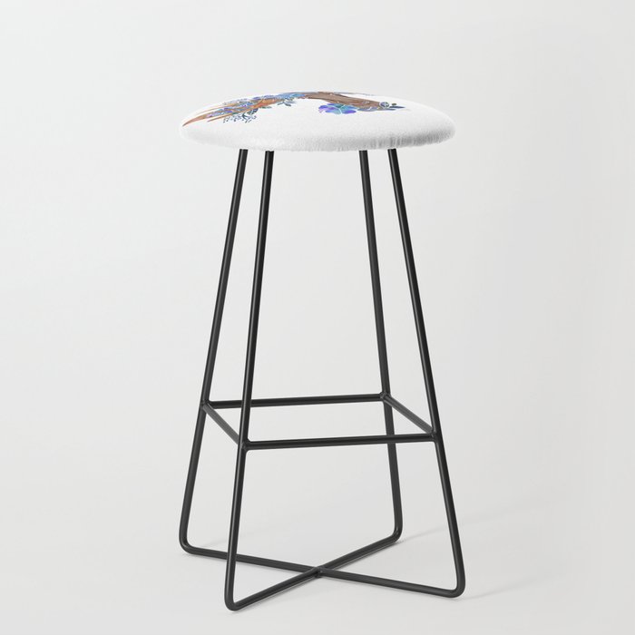 Floral Moose - Blue Flowers Stool Gallery Image 1