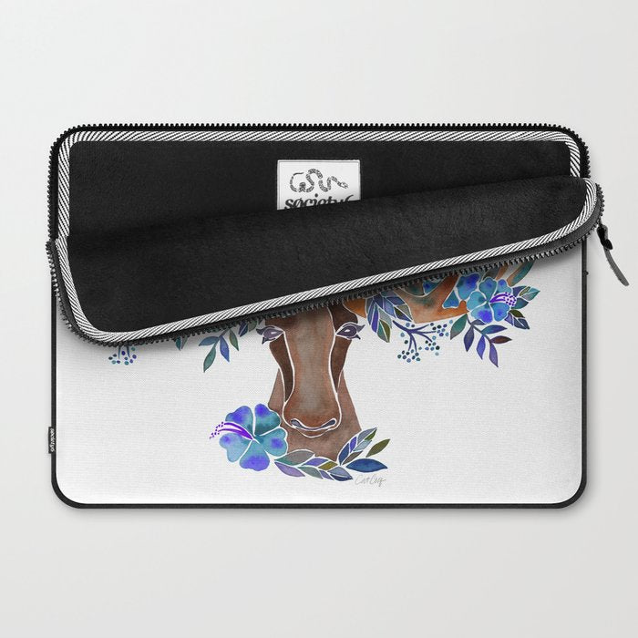 Floral Moose - Blue Flowers Laptop Sleeve Gallery Image 2