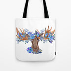 Floral Moose - Blue Flowers Tote Bag Gallery Image 1
