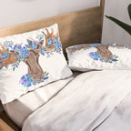 Floral Moose - Blue Flowers Pillow Sham Gallery Image 2