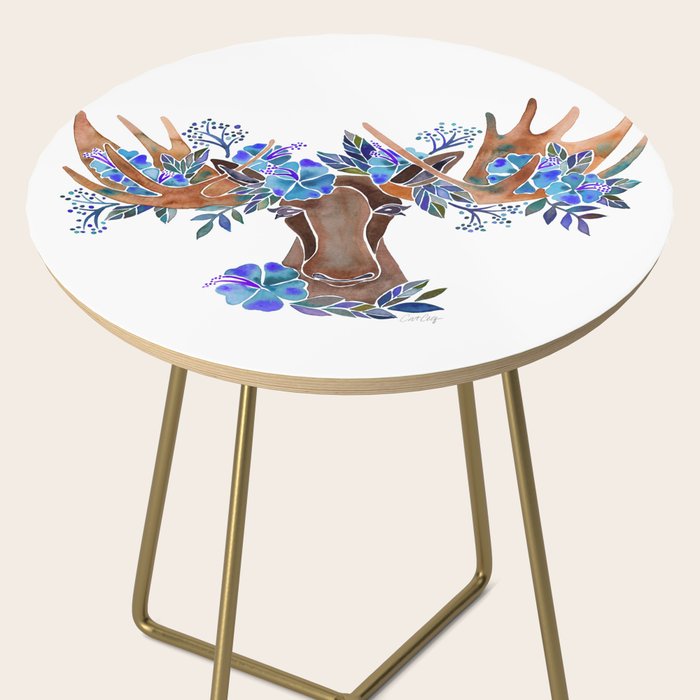 Floral Moose - Blue Flowers Side Table Gallery Image 2