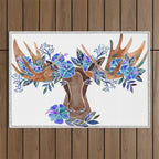 Floral Moose - Blue Flowers Outdoor Rug Gallery Image 1