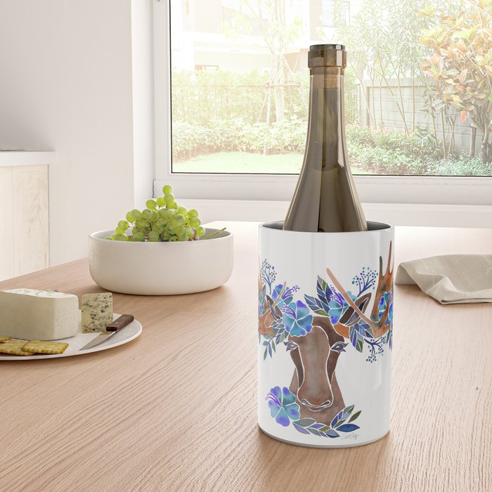 Floral Moose - Blue Flowers Wine Chiller Gallery Image 4