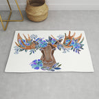 Floral Moose - Blue Flowers Rug Gallery Image 1