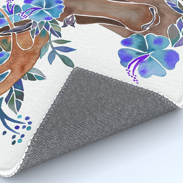 Floral Moose - Blue Flowers Rug Gallery Image 4