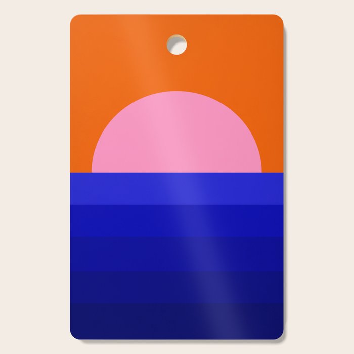 Abstract geo Sunset in blue and orange 3/3 Cutting Board Gallery Image 1