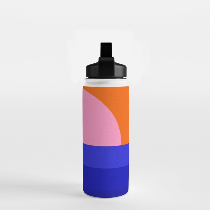 Abstract geo Sunset in blue and orange 3/3 Water Bottle Gallery Image 2