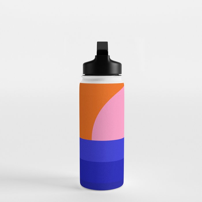 Abstract geo Sunset in blue and orange 3/3 Water Bottle Gallery Image 3