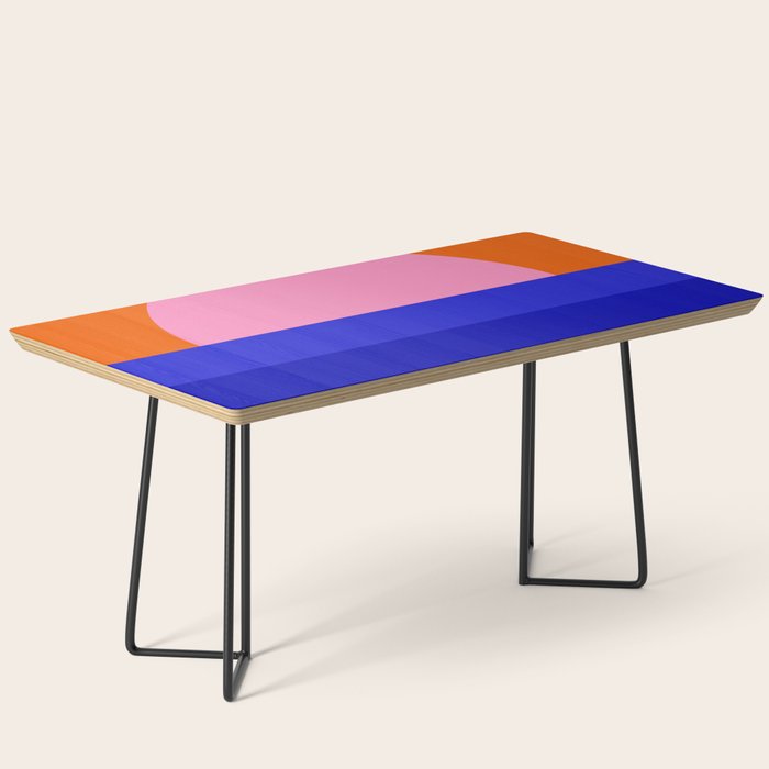Abstract geo Sunset in blue and orange 3/3 Coffee Table Gallery Image 1