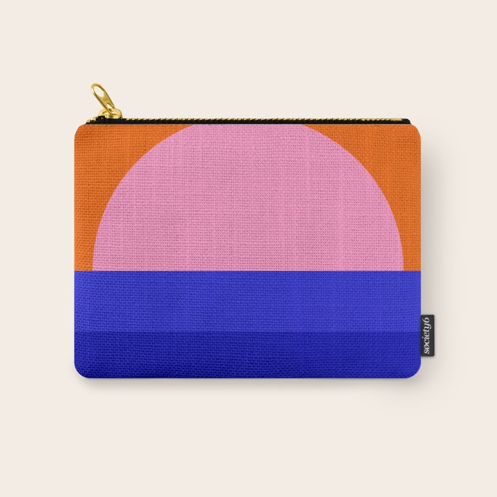 Abstract geo Sunset in blue and orange 3/3 Carry All Pouch Gallery Image 1