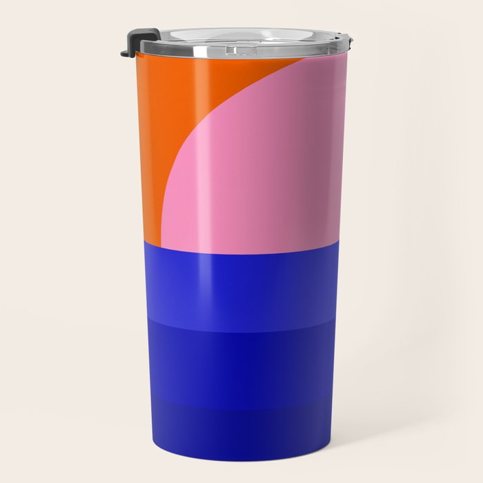Abstract geo Sunset in blue and orange 3/3 Travel Mug Gallery Image 3