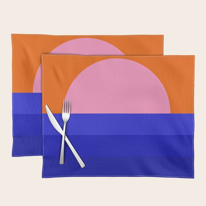 Abstract geo Sunset in blue and orange 3/3 Placemat Gallery Image 1