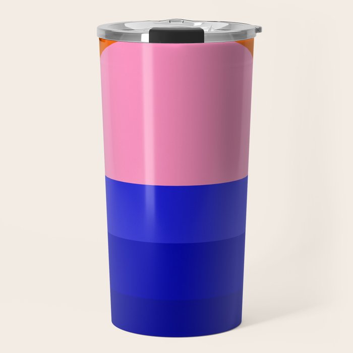 Abstract geo Sunset in blue and orange 3/3 Travel Mug Gallery Image 1