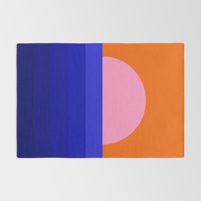 Abstract geo Sunset in blue and orange 3/3 Rug Gallery Image 2