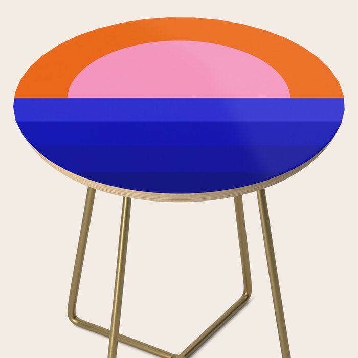 Abstract geo Sunset in blue and orange 3/3 Side Table Gallery Image 2