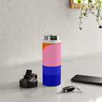 Abstract geo Sunset in blue and orange 3/3 Water Bottle Gallery Image 4