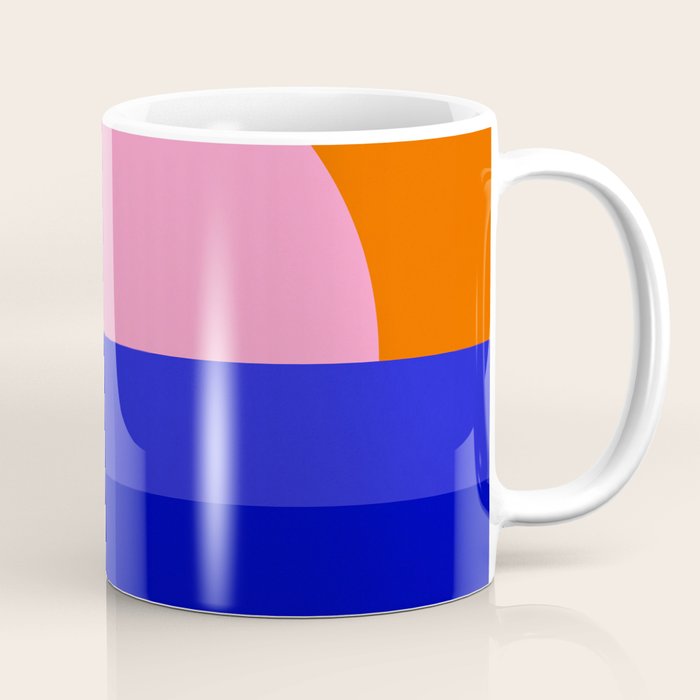 Abstract geo Sunset in blue and orange 3/3 Coffee Mug Gallery Image 1