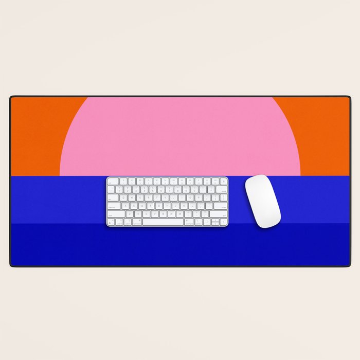 Abstract geo Sunset in blue and orange 3/3 Desk Mat Gallery Image 1