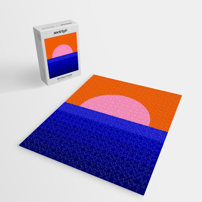 Abstract geo Sunset in blue and orange 3/3 Jigsaw Puzzle Gallery Image 2