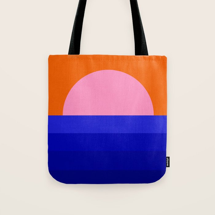 Abstract geo Sunset in blue and orange 3/3 Tote Bag Gallery Image 1