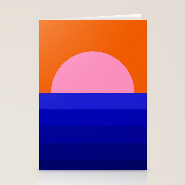 Abstract geo Sunset in blue and orange 3/3 Stationery Card Gallery Image 2