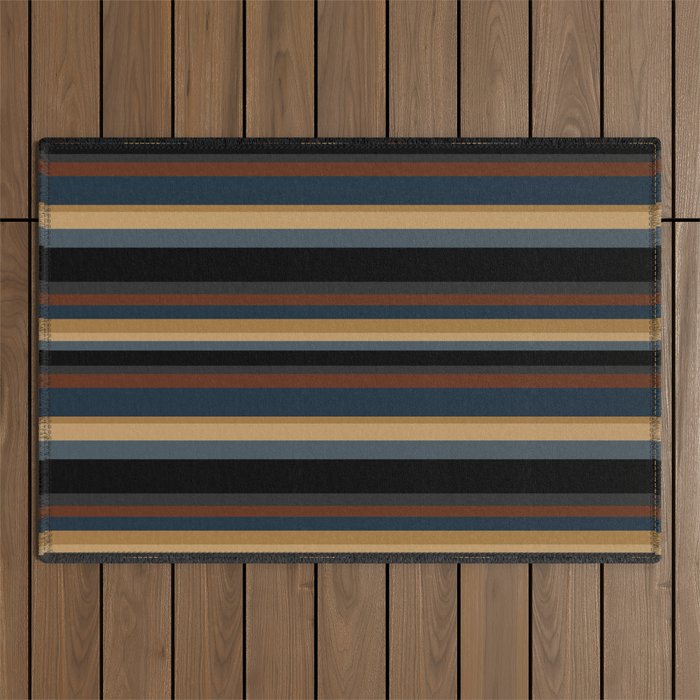 Classic Stripes V - Dark Vintage  Outdoor Rug Gallery Image 1