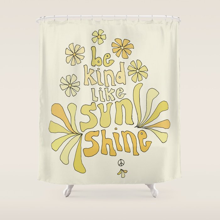 be kind like sunshine // retro surf art by surfy birdy Shower Curtain Gallery Image 1