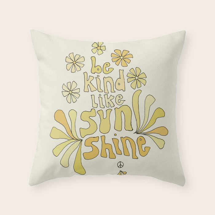 be kind like sunshine // retro surf art by surfy birdy Throw Pillow Gallery Image 6