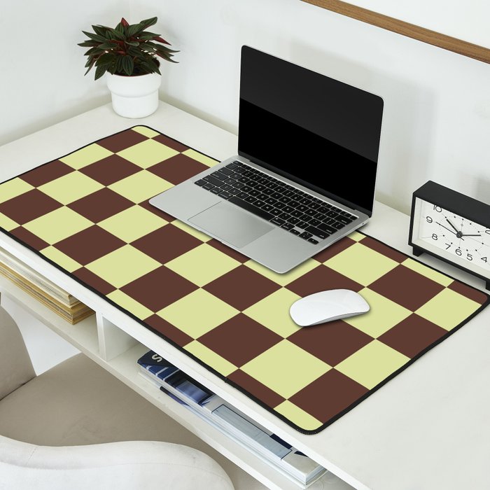 Chocolate x Pistachio Cream Mixed Checker Desk Mat Gallery Image 2