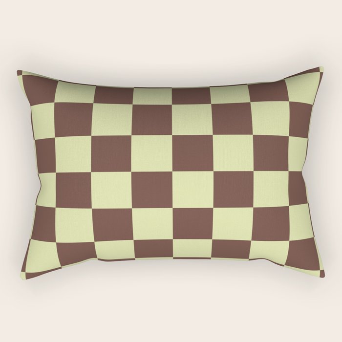 Chocolate x Pistachio Cream Mixed Checker Rectangular Pillow Gallery Image 1