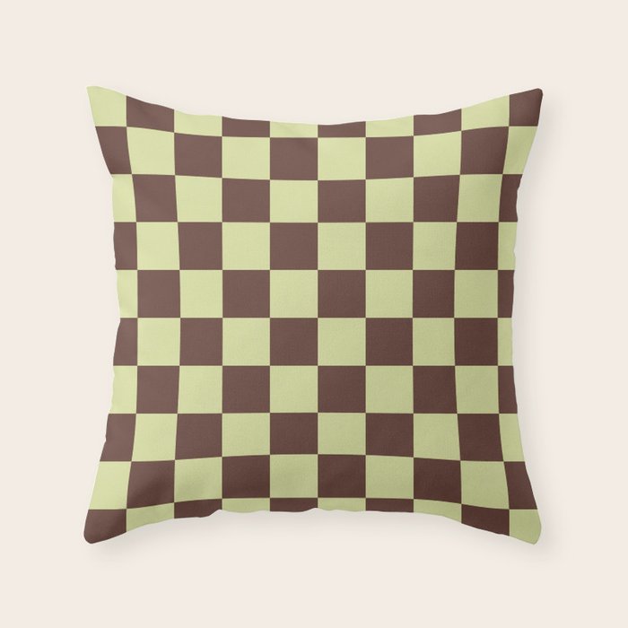 Chocolate x Pistachio Cream Mixed Checker Throw Pillow Gallery Image 6