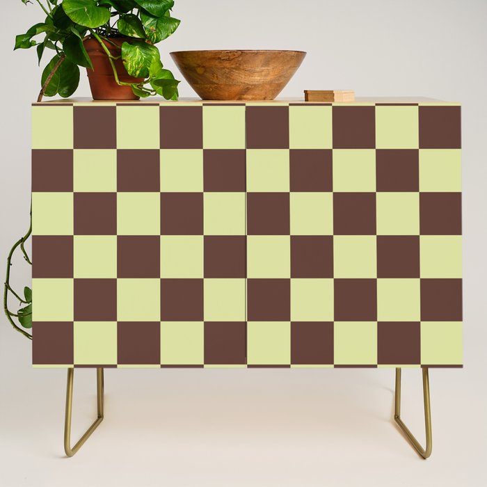 Chocolate x Pistachio Cream Mixed Checker Credenza Gallery Image 1