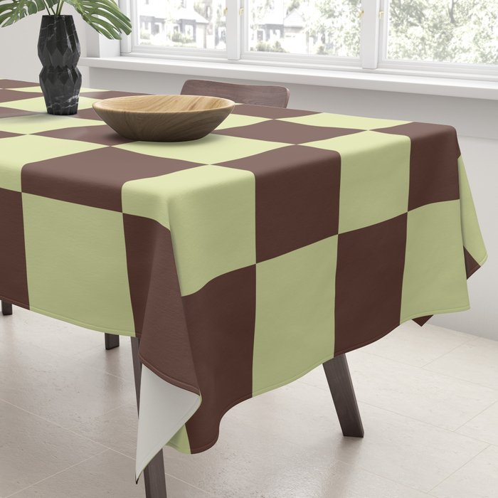 Chocolate x Pistachio Cream Mixed Checker Tablecloth Gallery Image 3