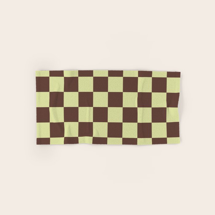 Chocolate x Pistachio Cream Mixed Checker Bath Towel Gallery Image 1