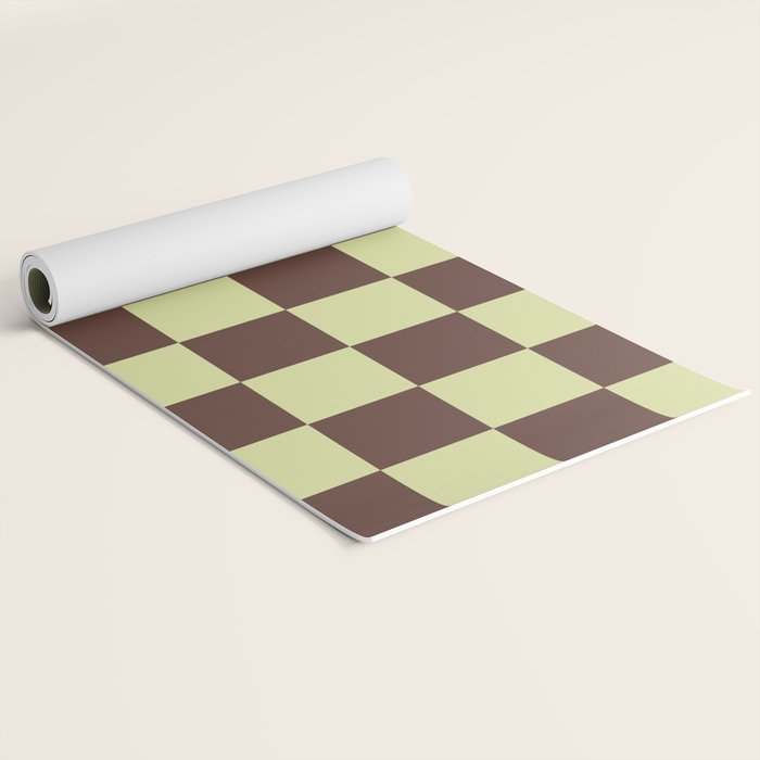 Chocolate x Pistachio Cream Mixed Checker Yoga Mat Gallery Image 2