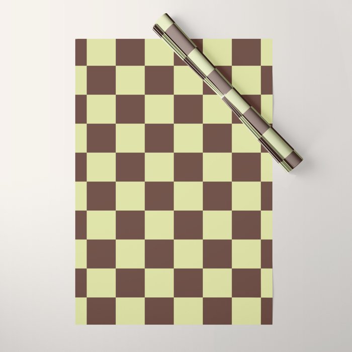 Chocolate x Pistachio Cream Mixed Checker Wrapping Paper Gallery Image 1