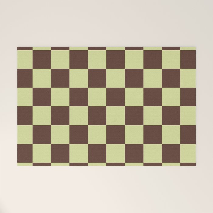 Chocolate x Pistachio Cream Mixed Checker Welcome Mat Gallery Image 1