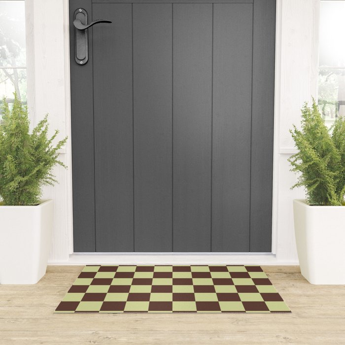 Chocolate x Pistachio Cream Mixed Checker Welcome Mat Gallery Image 3