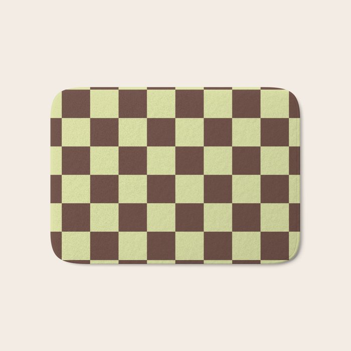 Chocolate x Pistachio Cream Mixed Checker Bath Mat Gallery Image 1